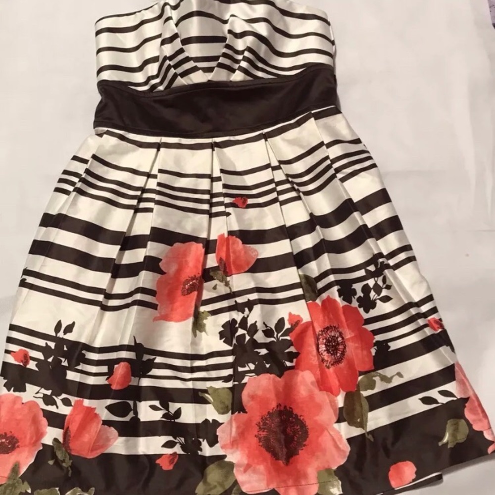 teeze me dress sz 13 brown cream floral poppy